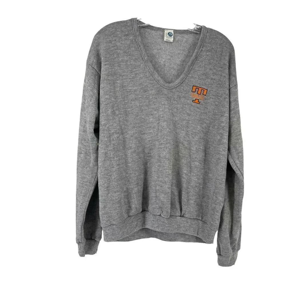 Artex Vintage Sweatshirt 80s Tennessee Volunteers V Neck Gray Pullover Womens L